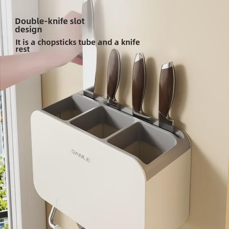 Suport de perete pentru ustensile de bucătărie: Cușcă pentru bețișoare, suport pentru linguri, coș de scurgere, cutie pentru depozitarea tacâmurilor