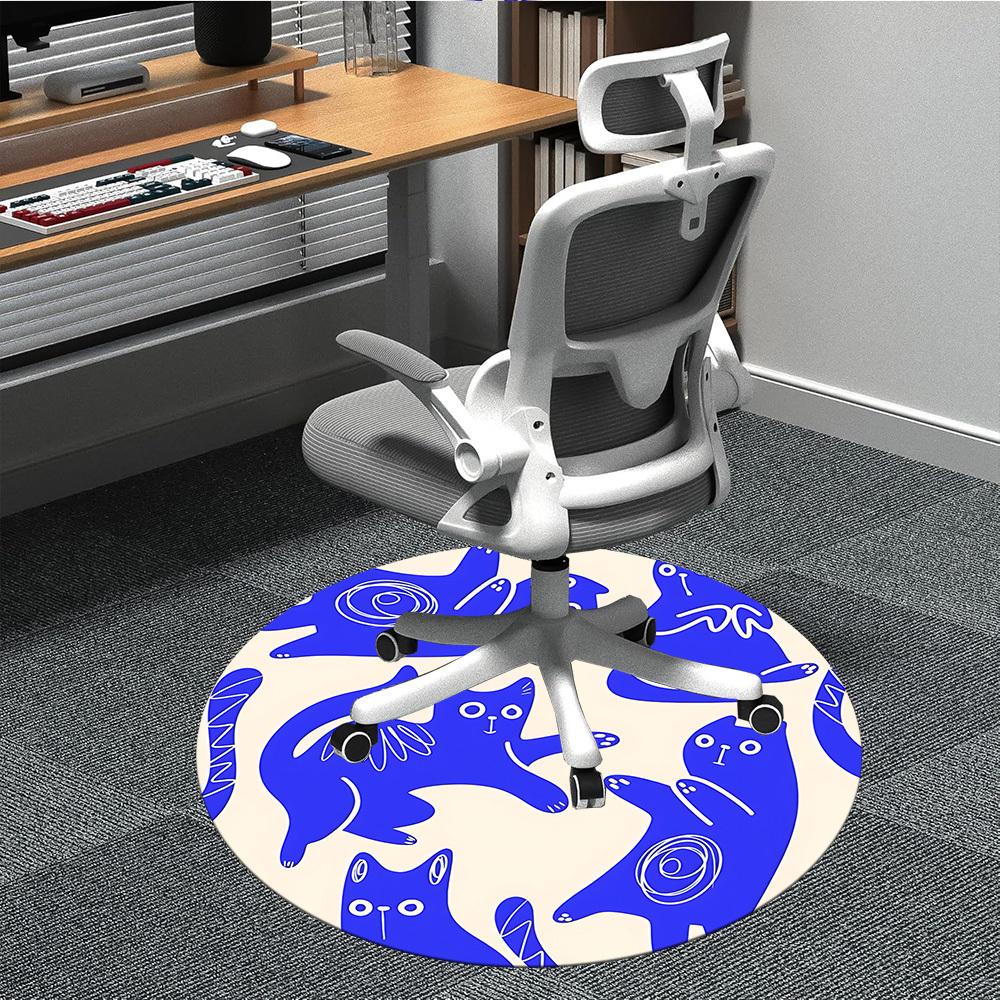 1pc Cat Pattern Office Round Area Rug, Indoor Mat Suitable For Office, Under Office Chairs Bedroom Living Room Home Decor, Room Deco