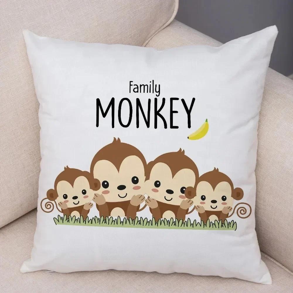 Luxury Home Decor Pillow Cover Car Living Room Sofa Cushion Cover Animal Family Pattern Cushion Cover