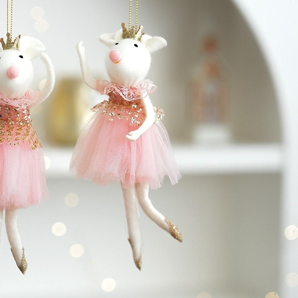 Mesh Xmas Tree Pendant Doll Girl Hanging Pendant Christmas Tree Decor Wall Hanging