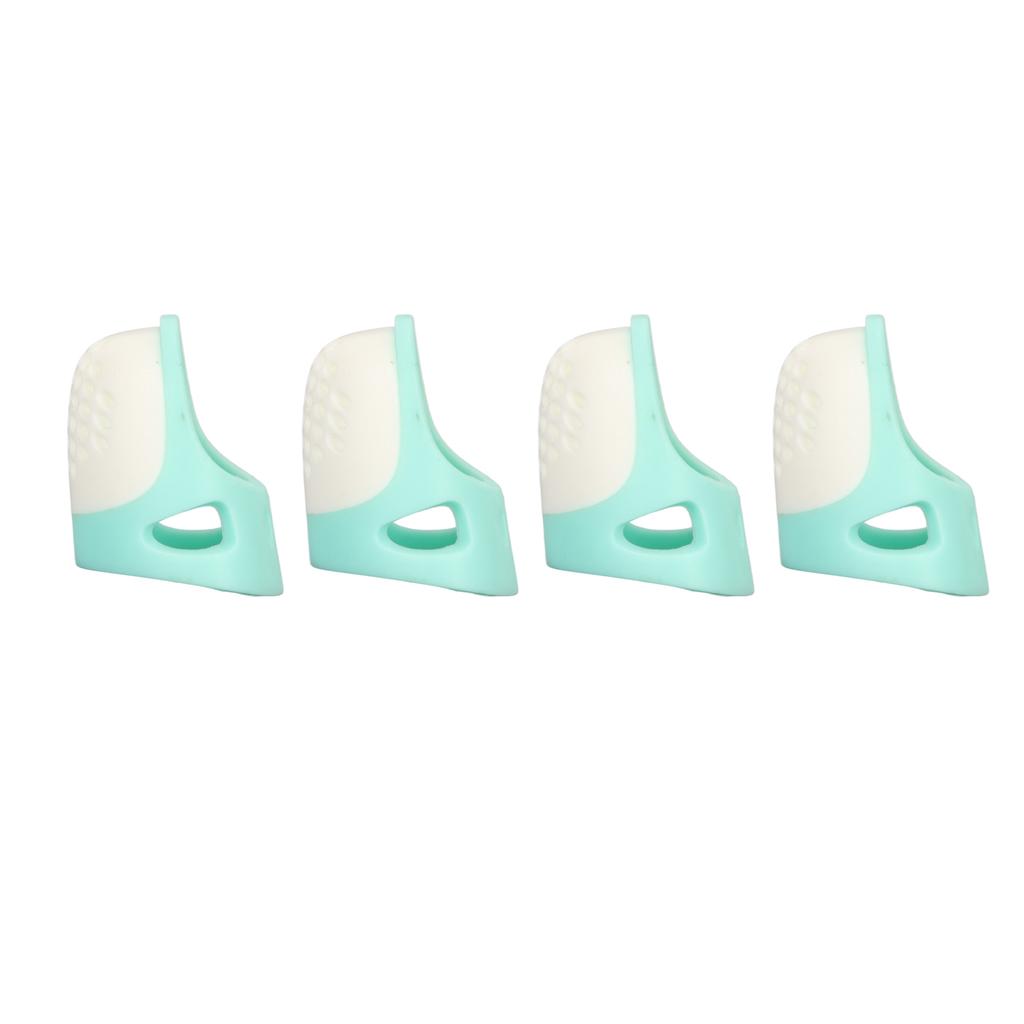 4Pcs Sewing Thimble Green White Open Top Reusable Portable Durable Silicone Fingerstall for Sewing