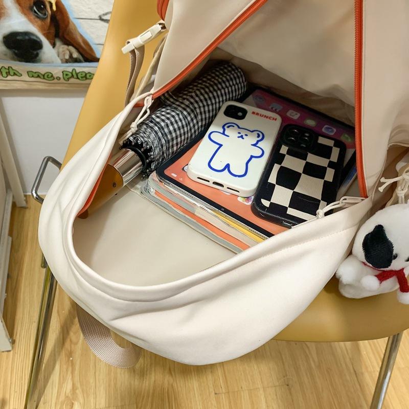 High-value sweet and cute color-matching backpack fashionable junior and high school large-capacity backpack student schoolbag female