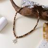 Bohemian Coconut Shell Wooden Beaded Necklace For Women Men Vintage Tribal Sun Pendant Choker Beach Party Holiday Charm Jewelry