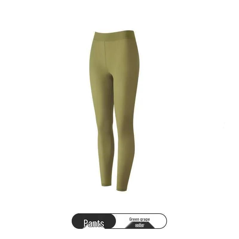 Women's Hyaluronic Acid Skin-Enhancing Thermal Underwear Set: Long Sleeve Top & Long Pants, Round Neck, High Elasticity, Warm Autumn Wear.