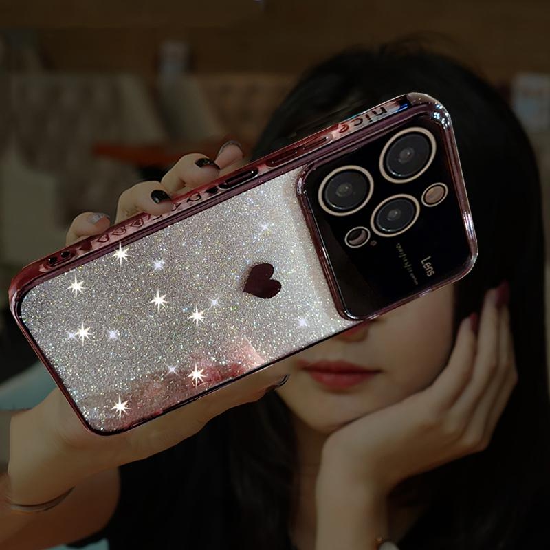 

Мягкий градиентный блестящий чехол с сердечком любви для iPhone 15 14 13 12 11 Pro Max 15 Plus противоударный бампер прозрачный силиконовый чехол For iPhone 11 Pro Max чёрный