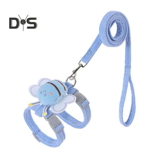 

Набор поводков для кошек, регулируемый поводок с изображением пчелы из мультфильма для маленьких и средних собак, ошейник с защитой от побега для домашних животных, поводок для прогулок на свежем воздухе S синий