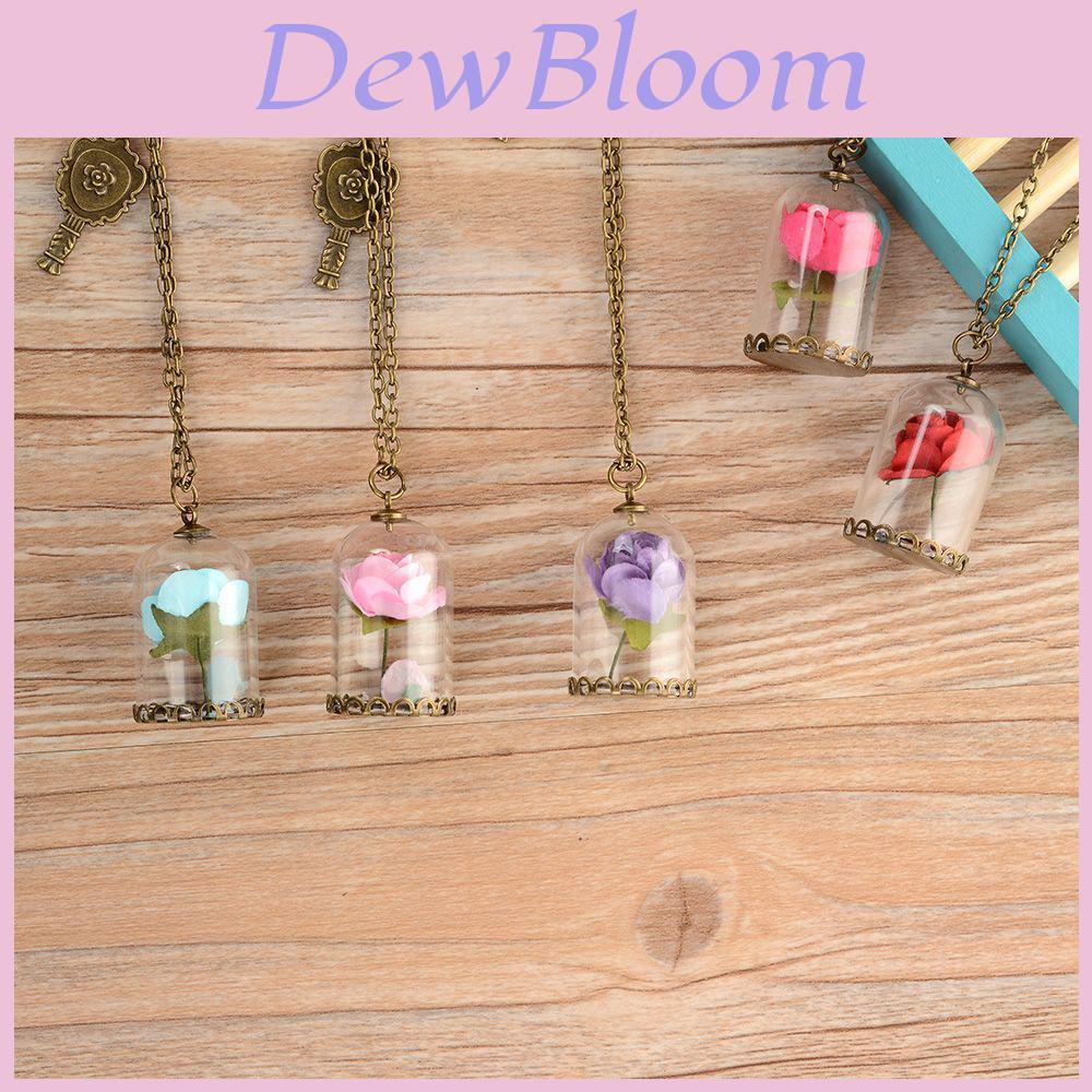 The Little Prince Rose Glass Bottle Necklace With Alloy Pendant And Leather Chain For Women