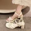 Fashion Lazyseal Straps Women Heels Sandals Buckle Silver Solid Color Sexy Summer Shoes for Woman 2025 New Fashion Party Shoes