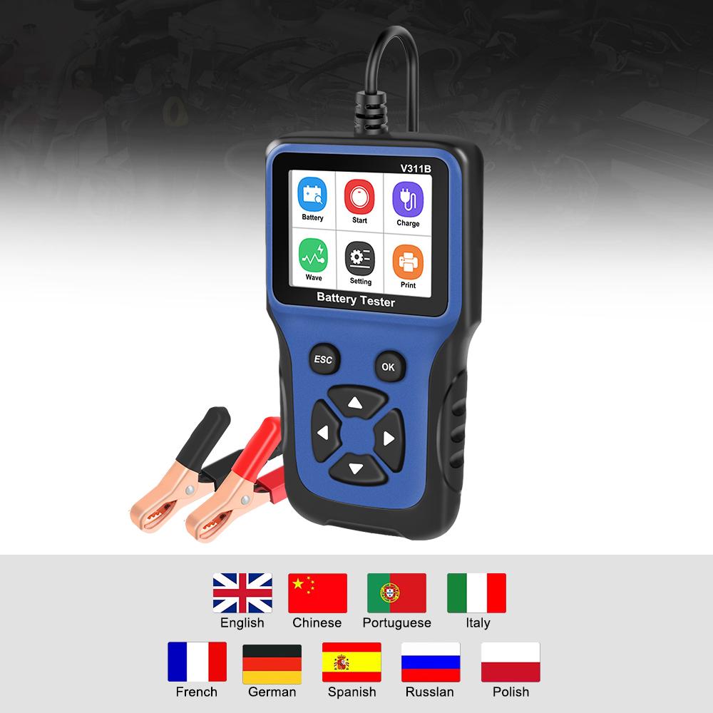 12V Car Battery Charger Tester Analyzer Auto Diagnostic Tool V311B Analyzer Tools Automotive Automobile Battery Detector Car Charging Load Test