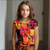 Girl Clothes Summer Cartoon Cat Graphic Children's Clothing  Doodling Short Sleeve O-Neck Top