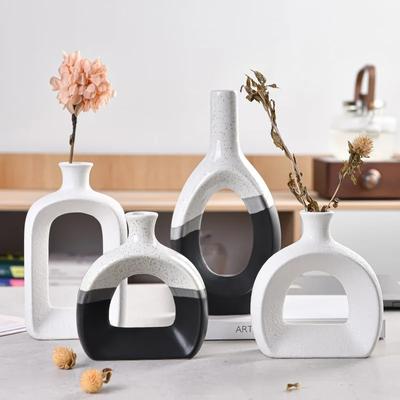 Creative Geometric Ceramic Flower Arrangement Decoration TV Cabinet Decorative Crafts Vase Home Nordic Simple Dried Flowers