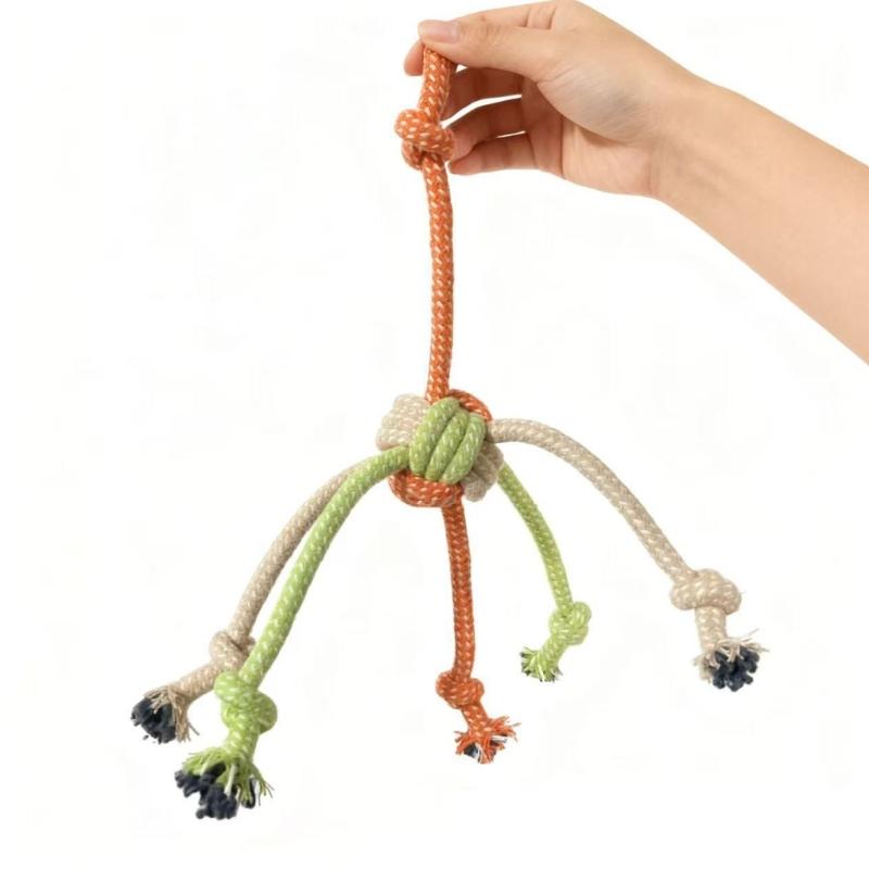 Interactive Dog Chew Rope with 6 Head Design Promotes Gums Health and Indoor Outdoor Entertainment Activity Tug Toy