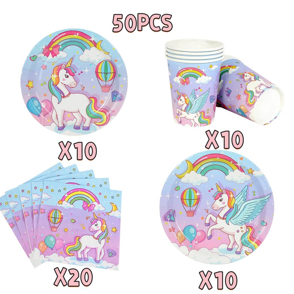 Cartoon Unicorn Birthday Party Decorationa  Unicorn Theme Bleware Paper Plate Cup Tablecloth Birthday Party Decor Supplies
