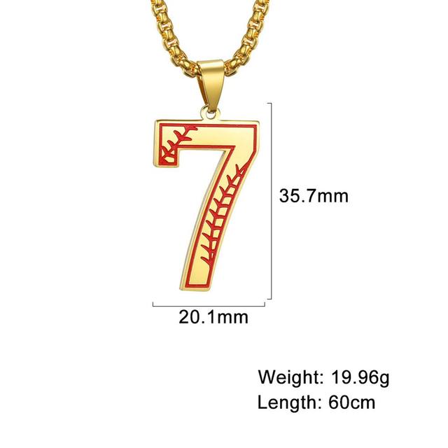 My Shape Baseball Pattern Number Pendant Necklace For Men Sport Basketball Figure Stainless Steel Necklaces Fashion Male Jewelry