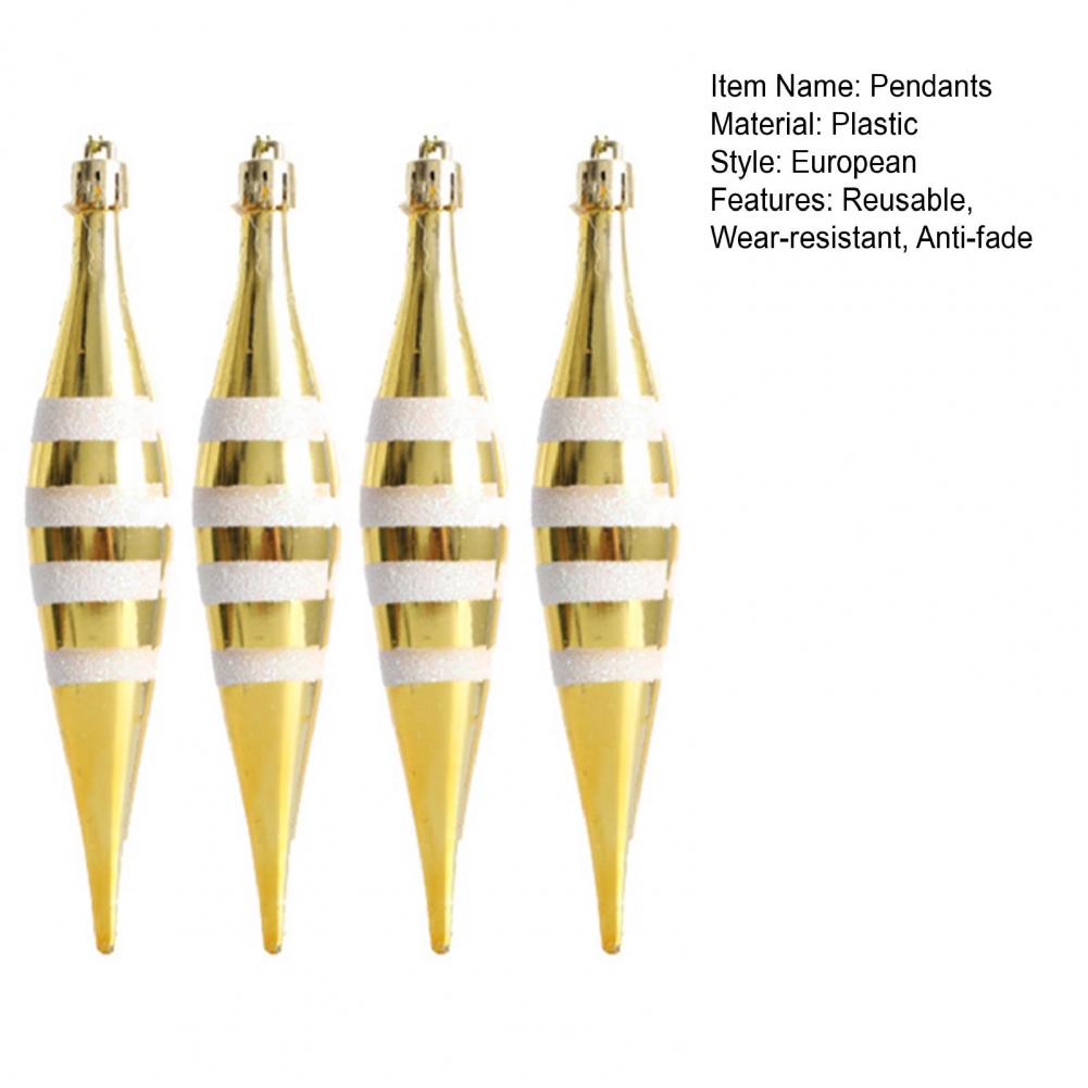 4 Pcs Christmas Painted Pendant Set Cone-shaped Holiday Decorations Hanging Pendants Tree Balls Ornaments Set For Home Party