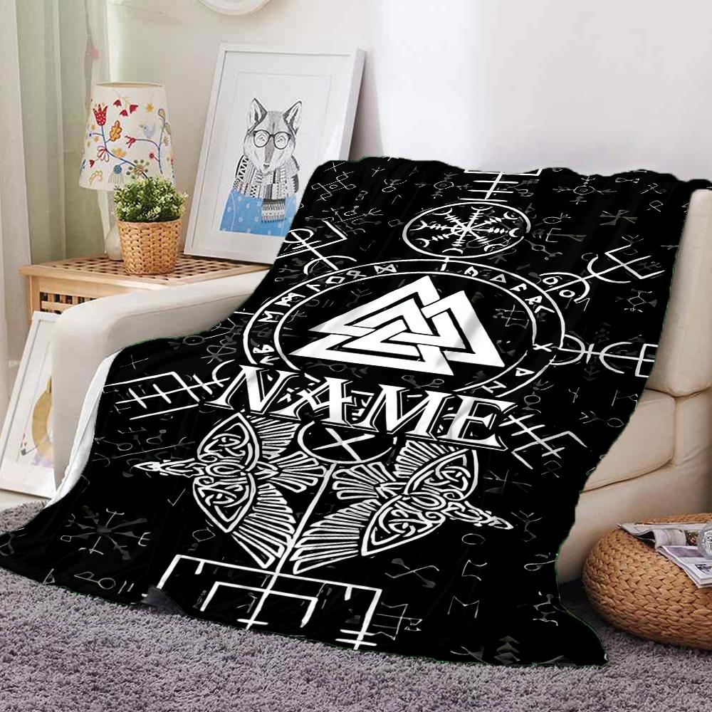 Customiz Name Personality Viking Sign Blanket Soft &Warm Sofa Office Bed Travel Lunch Break Blanket, Gift Suitable All Seasons