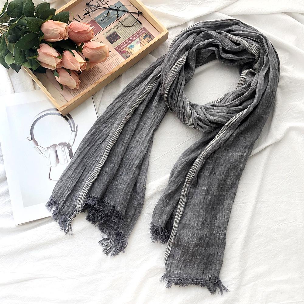 Fashion Striped Cotton Linen Scarf For Men Women Soft Warm Pashmina Short Tassel Scarves Male Accessories Bufandas Shawls