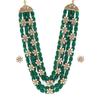 Green Beads & Floral Kundan Necklace Set For Women