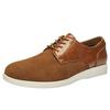 2024 British Style Men's Retro Derby Shoes: Genuine Leather, Round Toe, Lace-Up, Frosted Cow Suede for Spring & Autumn.