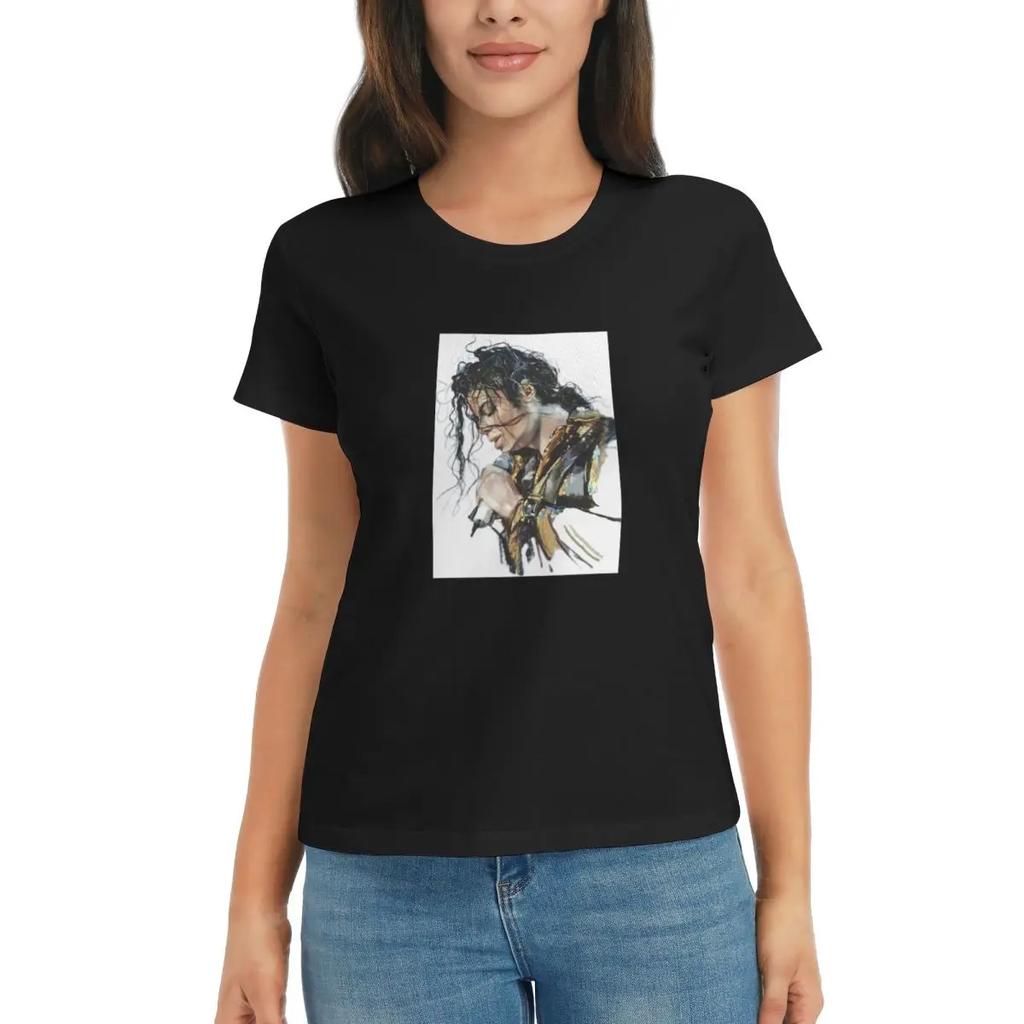 Women TShirt Michael Jackson Musicians Singers Dancers Summer Short Sleeve Tees Crew Neck T Shirts Clothes Tops Streetwear