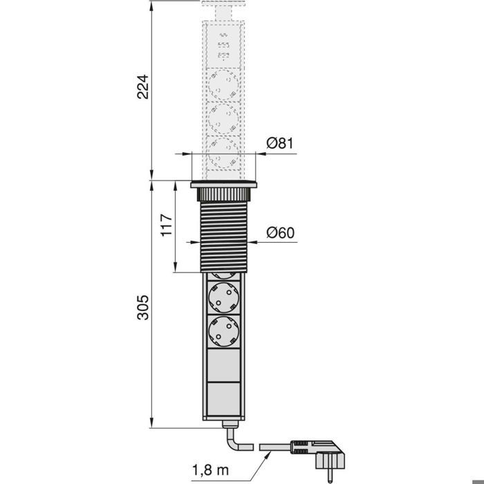 Multiconnecteur - e m u c a - elevable - aluminium - plastique - rétractable