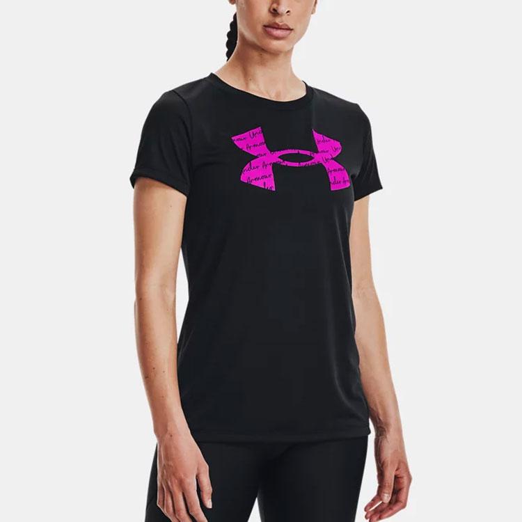 Under Armour Casual Training Fitted Sports Tee Women Tops Black 1365143-001