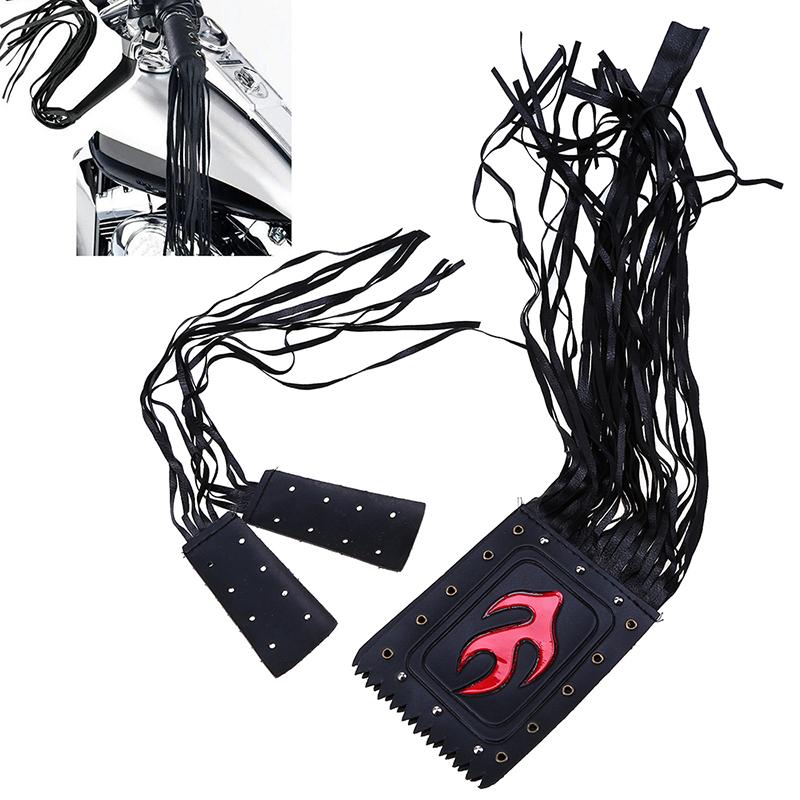 Universal Leather Motorcycle Fringe Grip Covers Handlebar Lever Streamer Tassel for Harley Indian Cruiser Chopper Bike Styling Retro Handle Deco