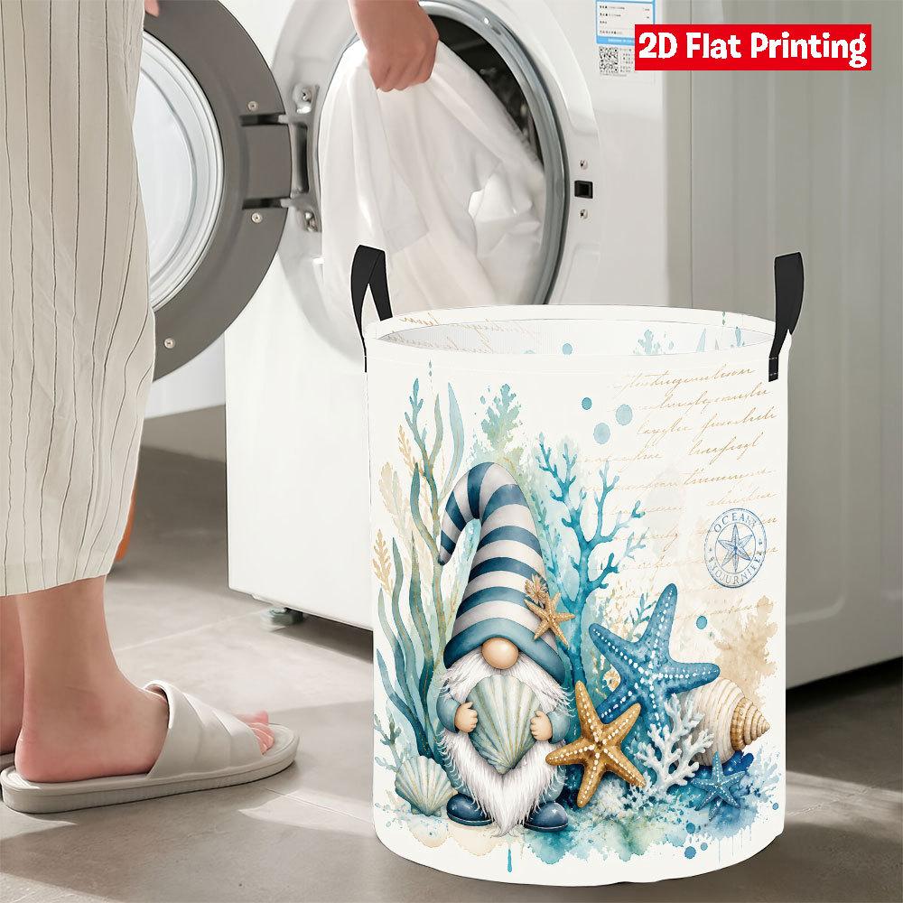 Collapsible Laundry Basket Large Round Waterproof Fabric Hamper Dirty Clothes Storage Bin Toy Organizer with Handles