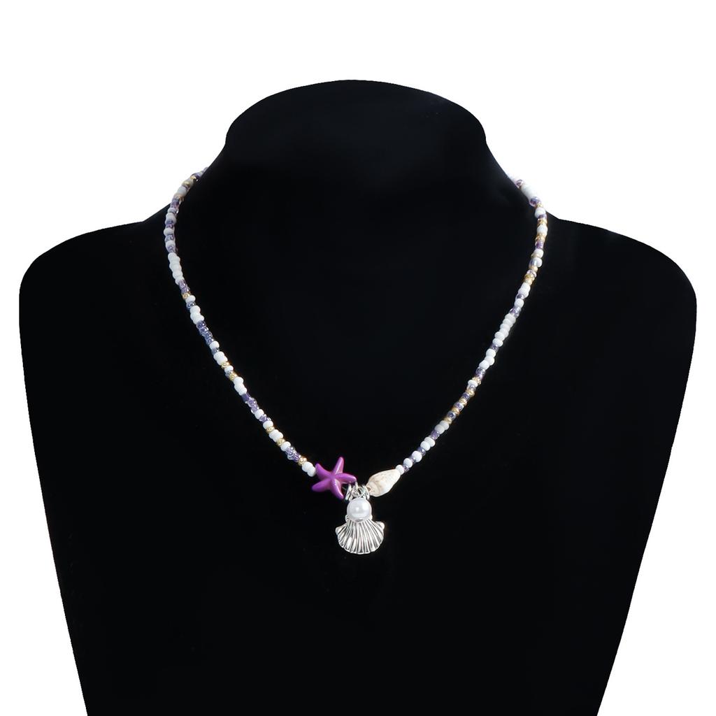Beautiful Bohemian Starfish Pendant Necklace Colorful Bead Choker Adjustable Neck Chain Jewelry for Women and Girls