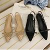 Summer Butterfly Knot Women Sandals Fashion Mesh Pointed Toe Slip On Shoes Ladies Elegant Party Dress Flats Sandalias