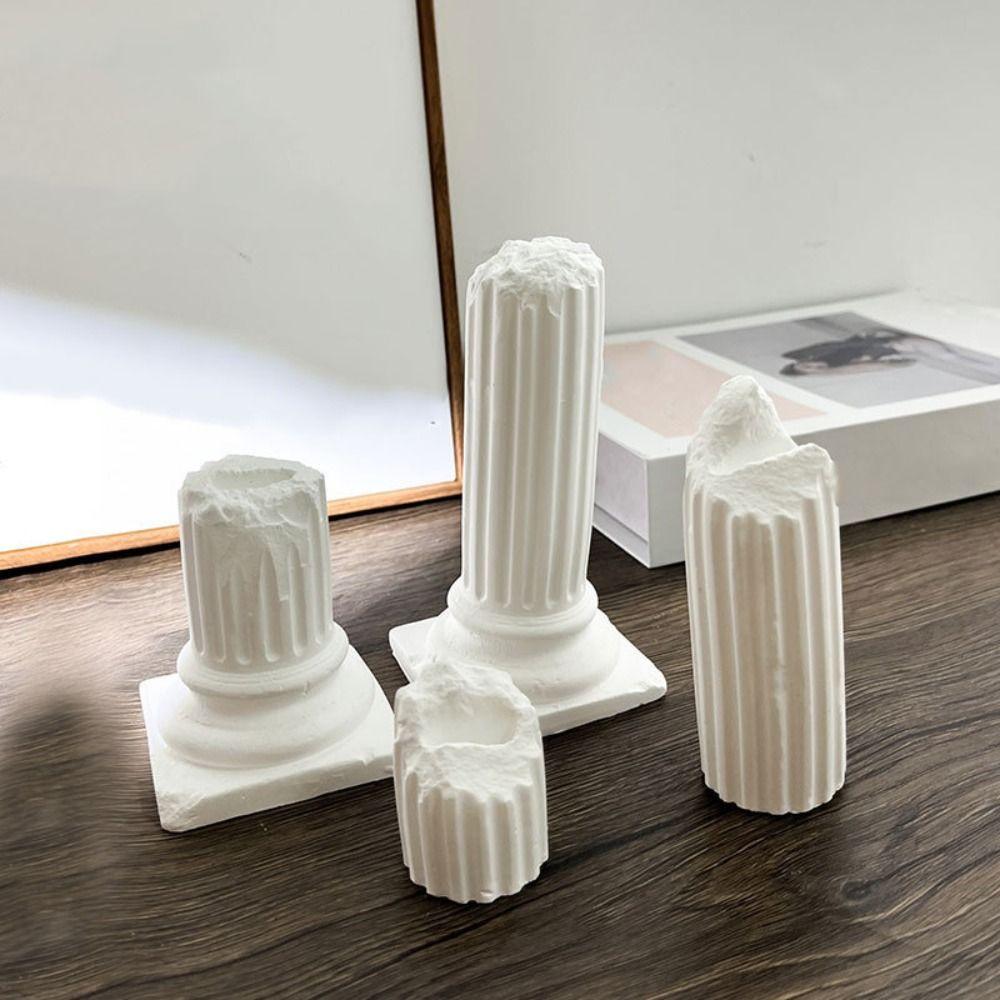 Luxury Roman Column Ring Stand Exquisite Ring Display Rack Vintage Plaster Ring Holder  Photo Props