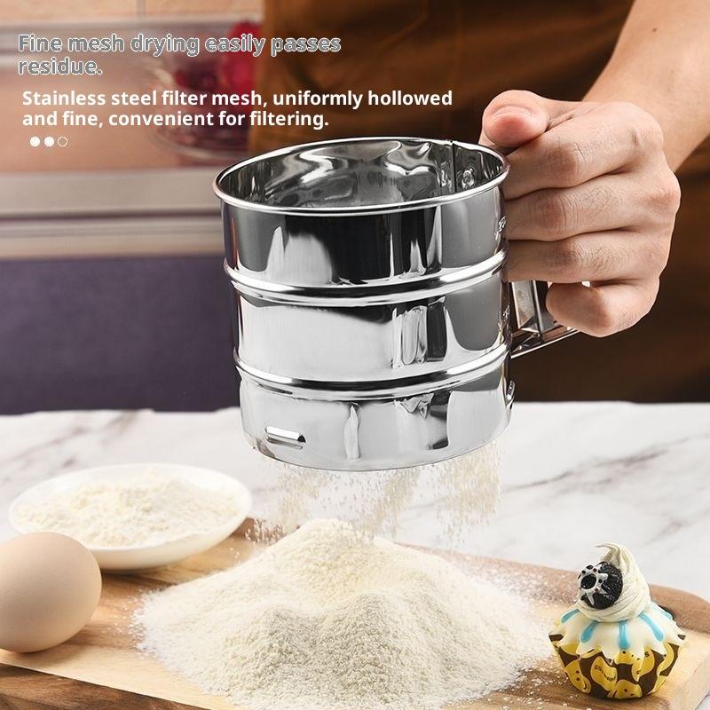 Manual Stainless Steel Double Layers Flour Sifter Quick Sifting Sieve Strainer For Cake Cookie Baking