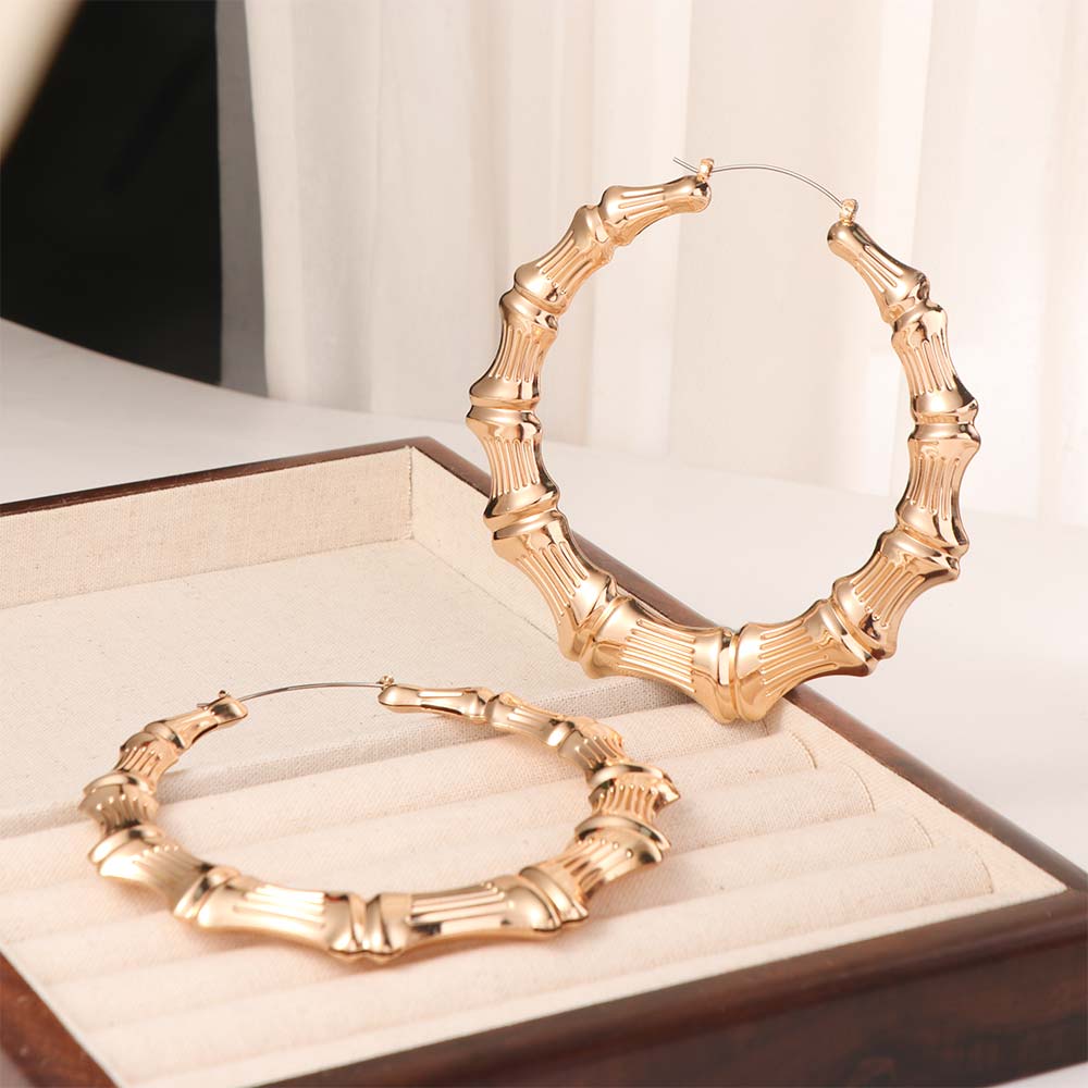 European-American Large Round Hoops Retro Design Statement Circle Earrings  Trendy Jewelry