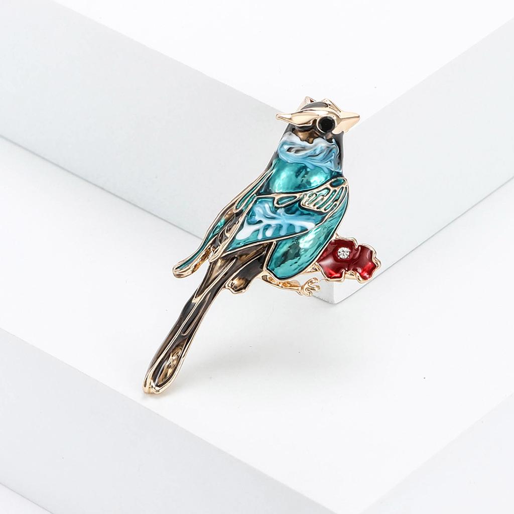 Fashion Color Dripping Bird Brooch Creative High-End Animal Cute Corsage Jacket Coat Pin Accessories