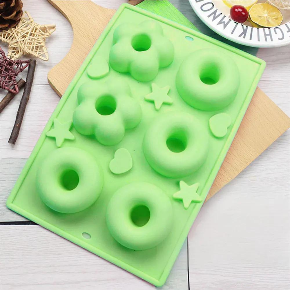 6 Holes Flower Doughnut Silicone Molds Hollow Sphere Mousse Cake Mould Easy Demold Soap Candle Making Tool Valentine’s Day Gifts