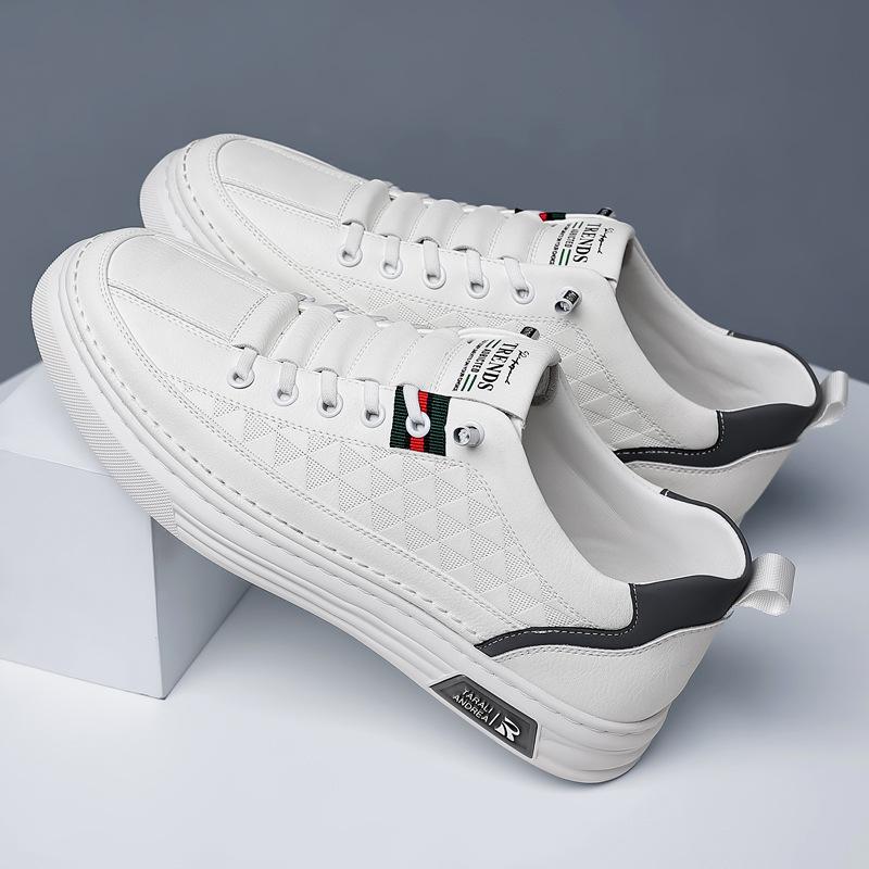 Leather Autumn and Winter New Cowhide Shoes Breathable Board Shoes Soft Sole Soft Surface Four Seasons Versatile Casual Shoes Fashion White Shoes