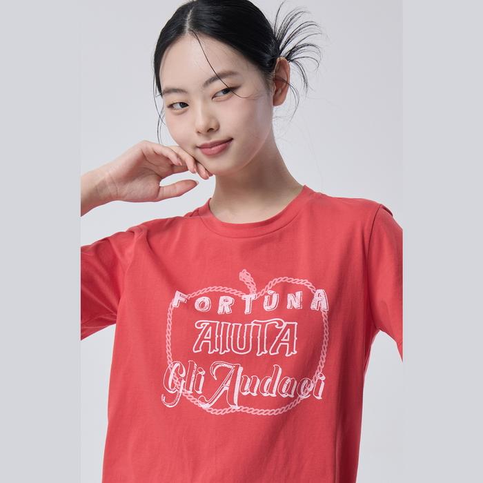 Benetong Lettering Print Cotton Short Sleeve T-Shirt_Batsf7631Rd