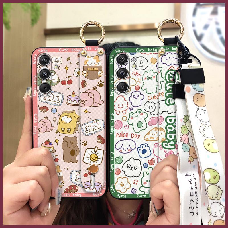 Cute Ring Phone Case For Samsung Galaxy M34 5G/F34/SM-M346B Wrist Strap Anti-dust Silicone Back Cover Protective Cartoon