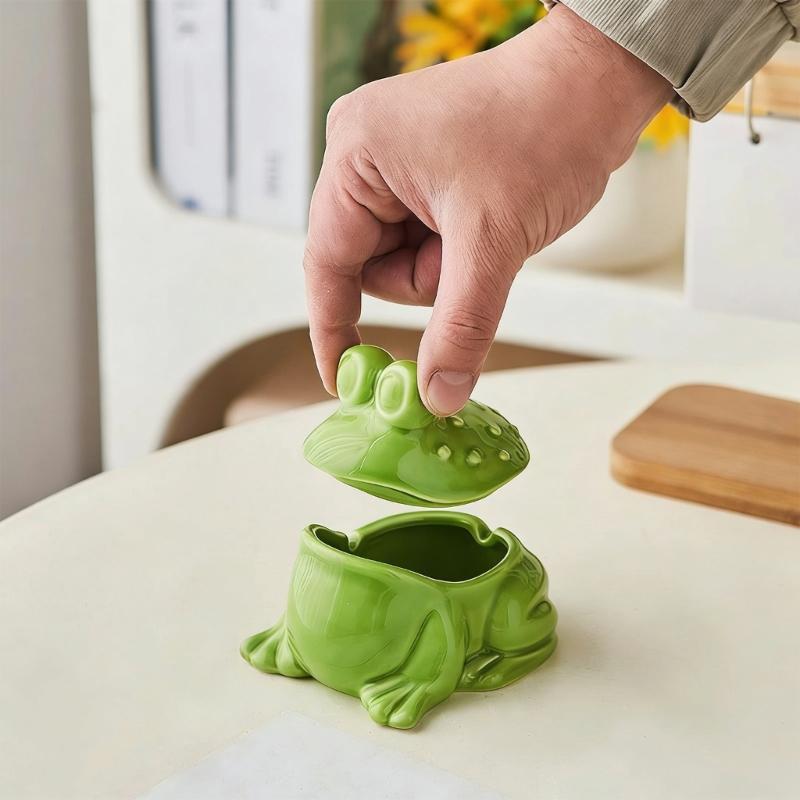 Detachable Frogs Shaped Ashtray Soap Holder for Bar Bathroom Toilet Home Office Hotel Detachable Lid