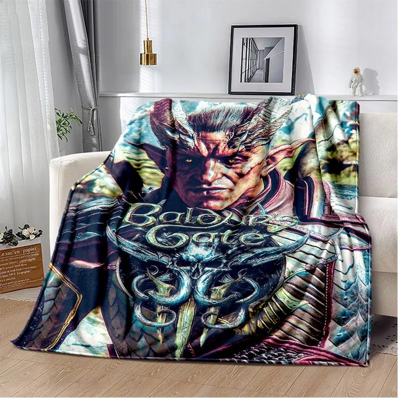 Baldur Gate3 Game Gamer Cartoon 3D Blanket,Soft Throw Blanket for Home Bedroom Bed Sofa Picnic Travel Office Cover Blanket Kids