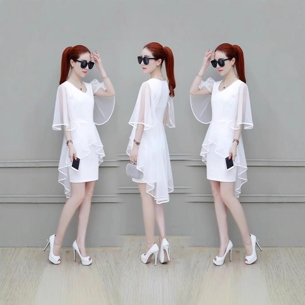 

Літня 2025 року Корейський стиль Великий розмір Стягуюча Сітчаста Чорна Міні-сукня для жінок XXXL білий