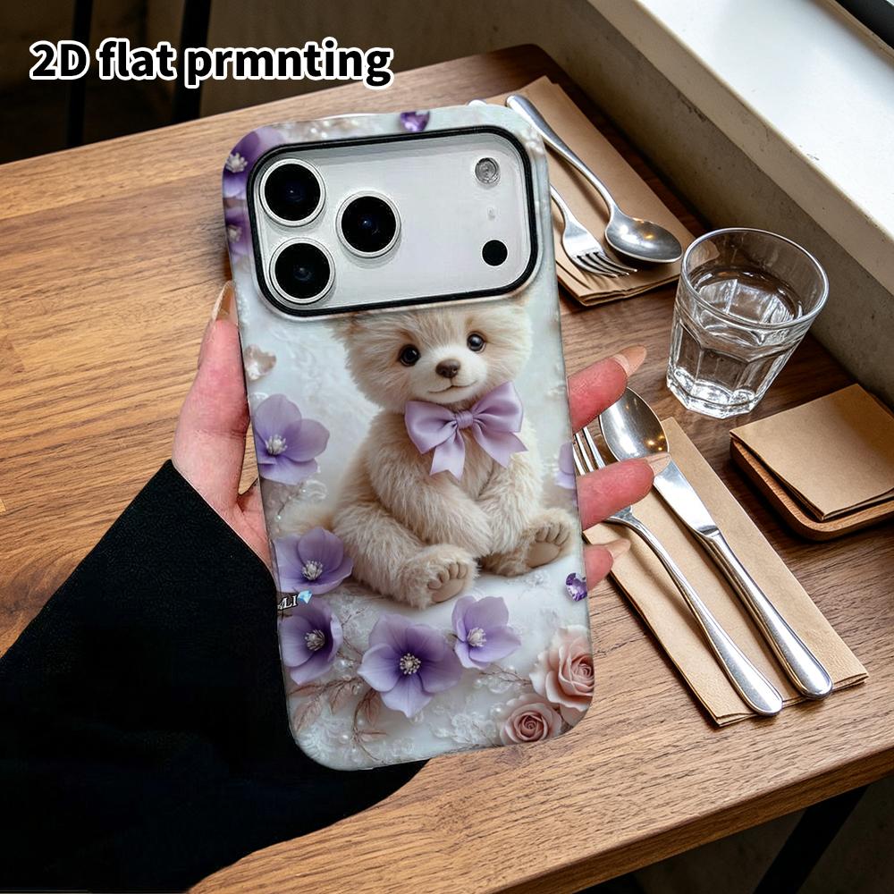 Phone Case: 2D Flat Design Suitable for iPhone 18 17 16 15 14 13 Pro Film Protective Case, Couple Style, Light Brown Bear, Christmas and Halloween Gif