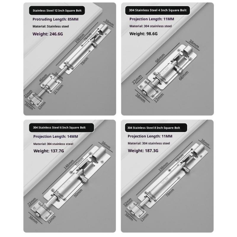 201/304 Edelstahl Tor Sicherheits-Türriegel Riegelverschluss Bolzen 3/4/5/6/8/10/12 Zoll Türriegel Beschläge Für Heimwerker