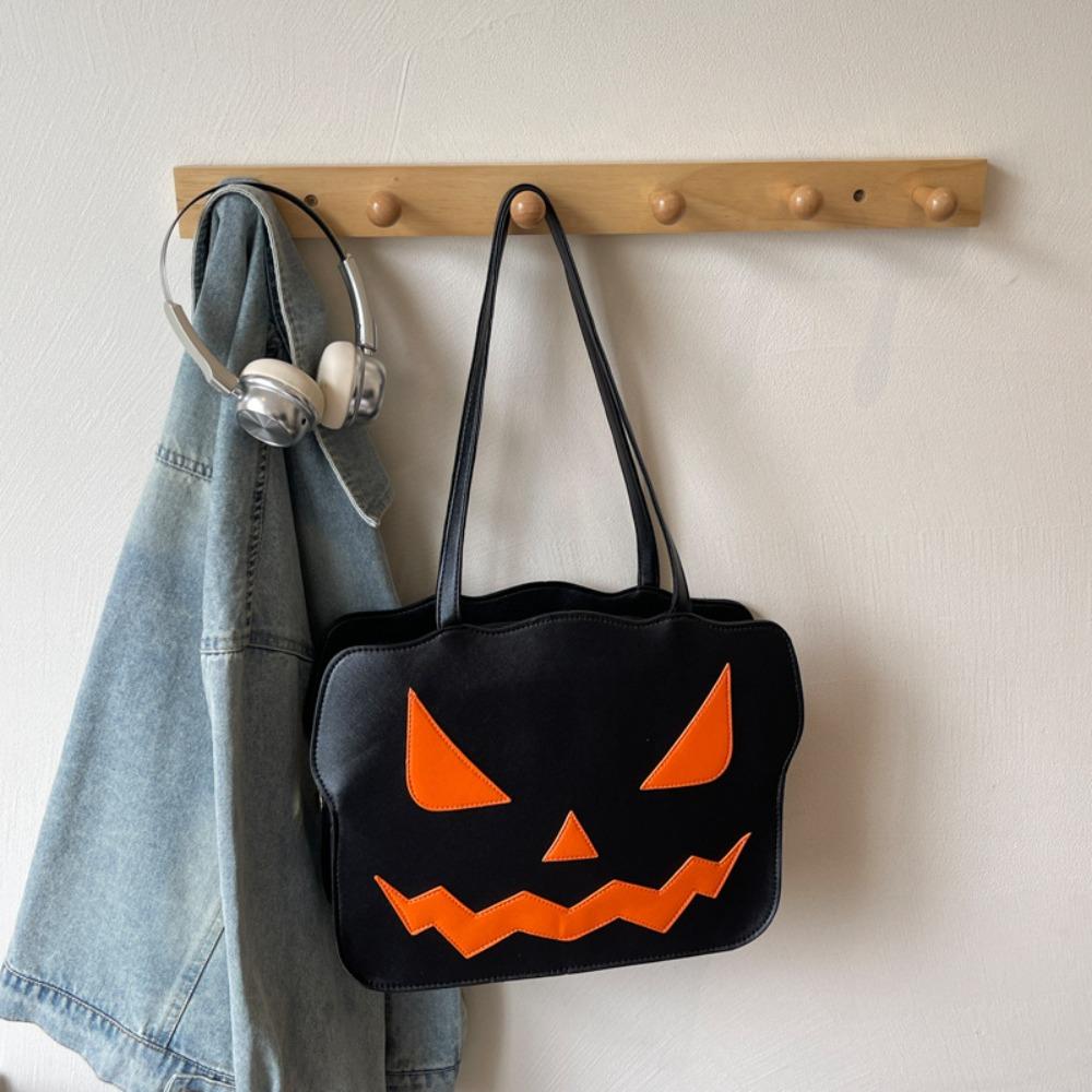

Gothic Pumpkin Shoulder Bag Large Capacity Demon Messenger Bag Portable Halloween Tote Bag Outing чёрный