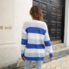 Women S Color Block Striped Pocket Cardigan Sweater Coat