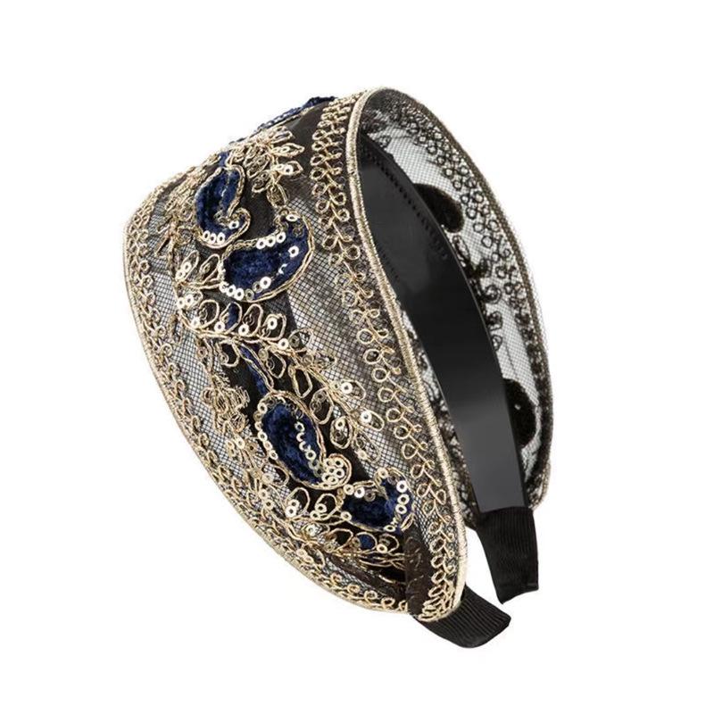 

Этническая вышивка Нескользящая повязка на голову с зубчиками для покрытия седых волос - Аксессуар для волос и головной убор