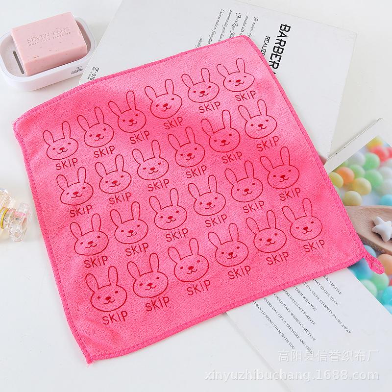 1Pcs Cute Bunny 30*30cm Baby Square Towel Thicken Hook Towel Universal Handkerchief Random Color