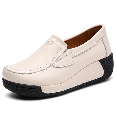 Genuine Leather Women Shoes Height-increased Slip-on Loafers Non-Slip Comfortable Casual Footwear for Female Fashion Walking Platform Shoes
