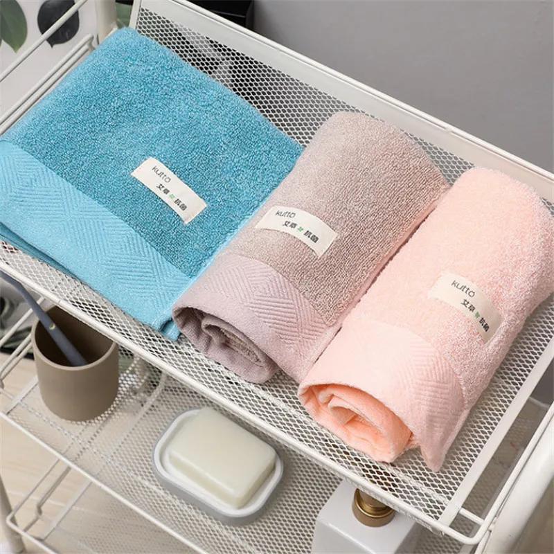 1Pc 34x75cm Solid Color Cotton Antibacterial Soft Water Absorbent Home Bathroom Adult Hand Towel