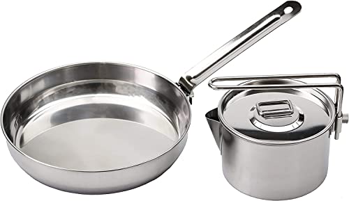 [Amazon.co.jp Exklusiv] Captain Stag Edelstahl Kochgeschirr-Set, Großes Set, Hergestellt in Japan, Tsubame-Sanjo, Laguna UY-7032, Silber, Große Größe